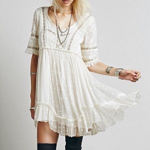 Free People Little Dot Mini Dress Vanilla White